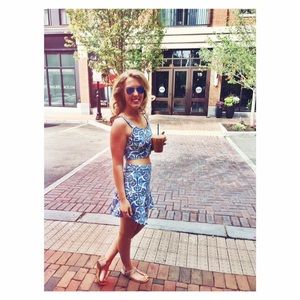 Blue patterned two piece set